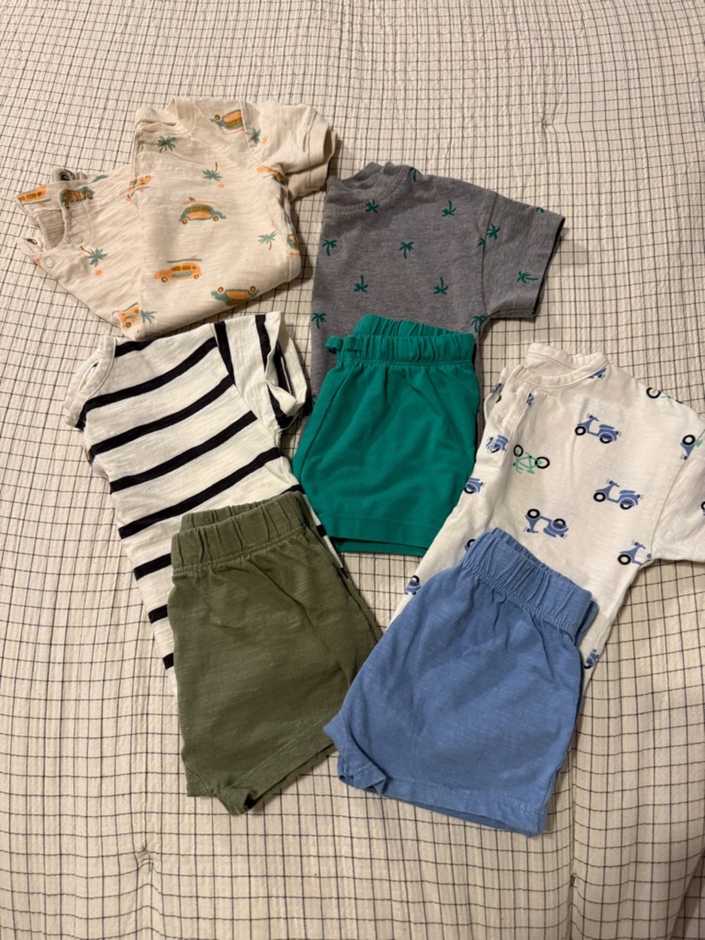 Three Cat & Jack Toddler Matching Short & Tee sets & Carters Henley Romper 18mo